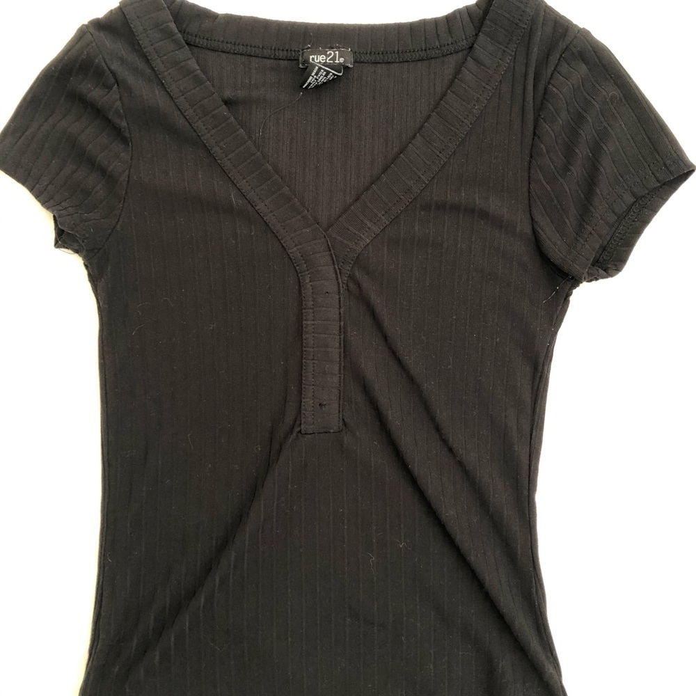 Black Plunge Neck top